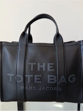 Marc Jacobs Black Pebbled Leather Tote with Embossed Logo